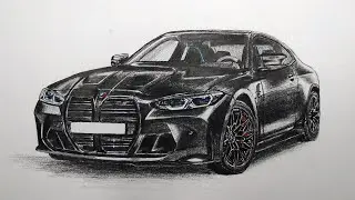 Как нарисовать машину БМВ / BMW. How to draw a BMW M4 Competition Coupé.