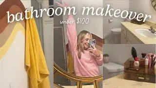 huge bathroom makeover under $100! 🛀🏼 🫧 organizing, decorating, cleaning, etc.! * aesthetic*