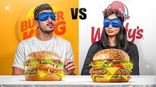 چالش حدس فست فودهای آمریکایی با چشم بسته 😎 BurgerKing Vs Wendy's