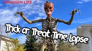 Time Lapse of over 350 Kids trick or treating at our Haunted Mansion!!