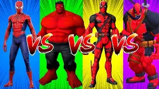 SUPERHERO COLOR DANCE CHALLENGE Spider-Man vs Red Hulk vs Deadpool vs Venom Deadpool