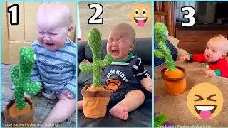 4 March 2024 _Cute Babies Playing with Dancing Cactus (Hilarious)Cute Baby Funny Videos