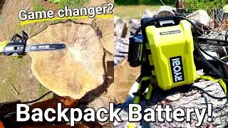 Tackling stumps with Ryobi Electric Chainsaw & Backpack Battery Power Supply!