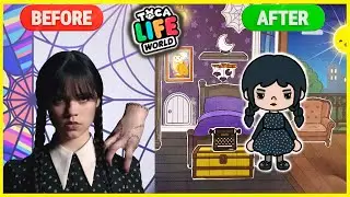 Toca Life World Quiet Book Bedroom #2 Wednesday's Black House In Quiet Book / BEFORE AFTER