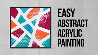 Abstract Acrylic Painting with Masking Tape / Daily Art Demo / Easy DIY Painting / 053