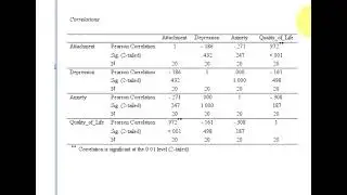 Correlation table with SPSS