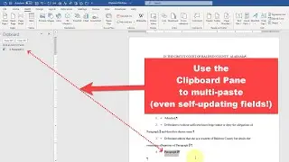 How to use the Clipboard Pane in Word to paste multiple snippets (including fields)