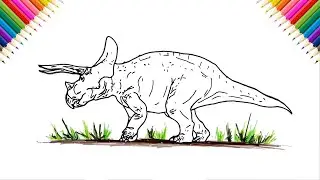 How to Draw Triceratops | Drawing and Coloring