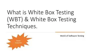 What is White Box Testing WBT | White Box Testing Techniques | Software Testing