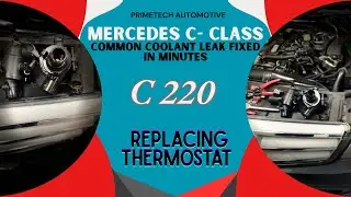 Mercedes C220 Coolant leak #how to replace thermostat C class Merecedes C220