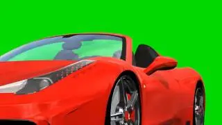 Red convertible  sports car drive animation - green screen - free use