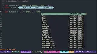 Vimscript Tutorial: Dictionary ( creation and #{ key : value } )