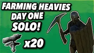 FARMING HEAVY TURRETS SOLO DAY ONE | Ark Solo PvP