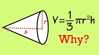 Why is the volume of a cone 1/3*pi*r^2*h? Here's a proof with the disc method! Calculus basics