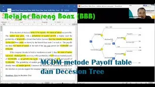 Family Project #87 Belajar Bareng Bonz (BBB) MCDM metode Payoff tabel dan Decesion Tree