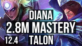 DIANA vs TALON (MID) | 2.8M mastery, 10/2/7, 400+ games, Godlike | EUW Diamond | 12.4