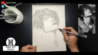 Drawing sketch smoky as kubota masataka With pen by Moe Art Studio