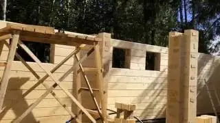 Сборка Бани из клееного бруса.