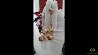Шикарные серьги цепочки с шариками из золота 585 пробы