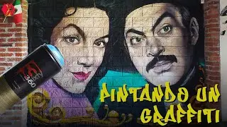 Haciendo un mural de Pedro y María con Graffiti [Timelapse]