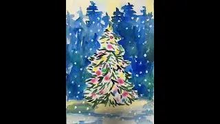 Рисуем новогоднюю елку.