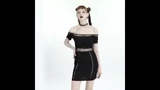 Punk Rave Punk Off Shoulder  Dress 