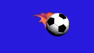 Flaming Soccer Ball  with rocket sound and explosion  green screen