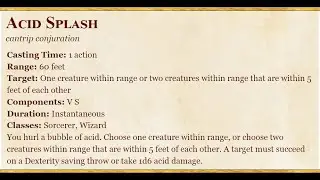 Daar's animated spells: acid splash