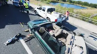 Crazy class A clean-up and transport!- jaws of life in action!