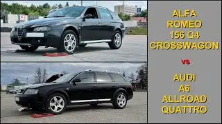 SLIP TEST - Alfa Romeo 156 Crosswagon Q4 vs Audi A6 Allroad Quattro - @4x4.tests.on.rollers