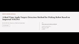 A Real-Time Apple Targets Detection Method for Picking Robot Based on Improved YOLOv5 | RTCL.TV