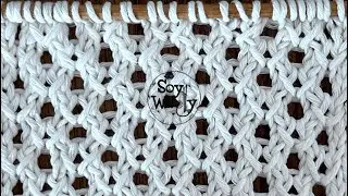 Cómo tejer el Punto Diamantes Calados en dos agujas (4 vueltas) - Soy Woolly