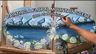 Painting a Floral Mountain Landscape Canvas - Acrylic Paint | Camilla Creations