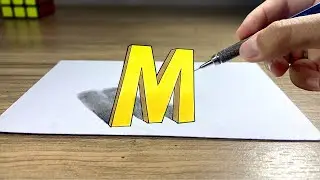 Como Desenhar Letra M em 3D || Desenho Fácil