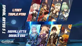 Lyney Triple Pyro & Neuvillette Double Geo - Spiral Abyss 5.1 | Genshin Impact