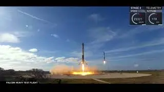 SpaceX Falcon Heavy boosters synchronized landing (edited to Running in the 90's Vaporwave Remix)