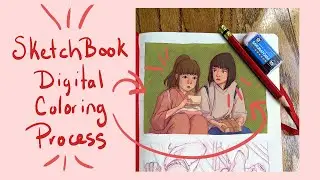 How I Digitally Color My Sketchbook in Photoshop - Spirited Away Redraw