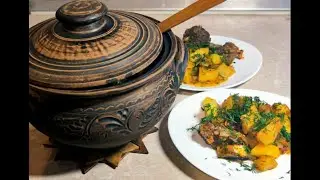 Очень вкусное жаркое. Тушеный картофель с мясом в горшочке.