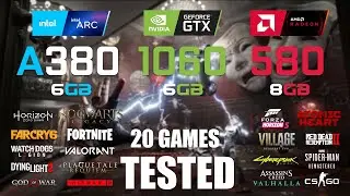 ARC A380 6GB vs GTX 1060 6GB vs RX 580 8GB | i5 -13600K | 1080p - 20 Games Tested