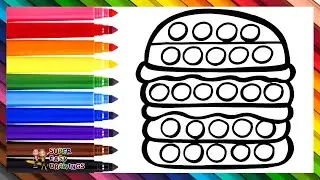 Draw and Color a Hamburger POP IT 🍔🔴🟠🟡🟢🔵🟣🌈 Drawings for Kids