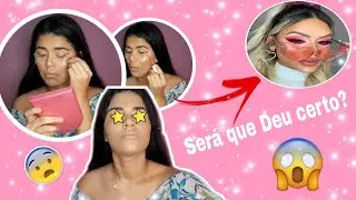 Tentei reproduzir a maquiagem da Sandy Gomes 😱// HELLEN EVELY