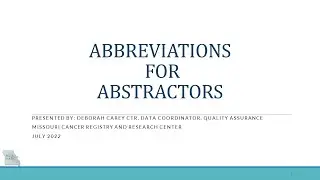 Abbreviations for Abstractors