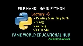 File Handling In Python - Lecture 6 - r+ mode - Read and write both