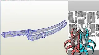 Overwatch genji catana printable blender papercraft