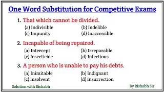 Most Important One Word Substitution | One word substitution for all competitive exams