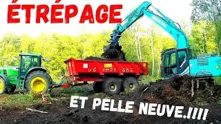 chantier d'étrépage pour favorisé la bruyère. kobelco sk 180 NEUVE.. 😁JOHN DEER