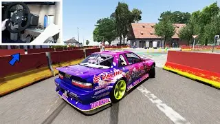 Drifting Pink Style S13 Through An Old Town - Assetto Corsa - Fanatec Setup