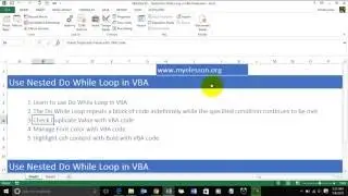 Learn VBA Part 26 - Nested Do While Loop in VBA Hindi