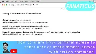 How to share linux terminal screen to other user, with help of screen command.