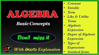 Algebra basics in Telugu || Algebraic Expressions class 7th and 8th || Mathstech